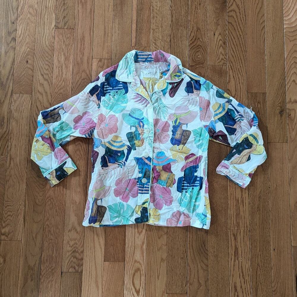 The Cats Pajamas Women's Tropical Collared Lightweight Top